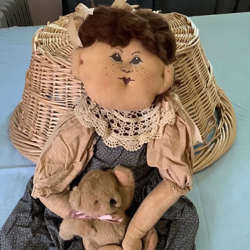 Doll Decor Folk Art Handmade 38” long Rustic Vintage Country